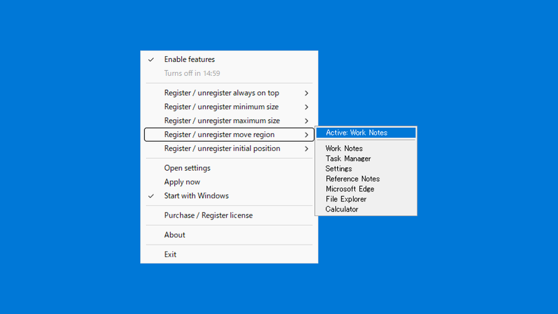 Move bounds register and clear menu